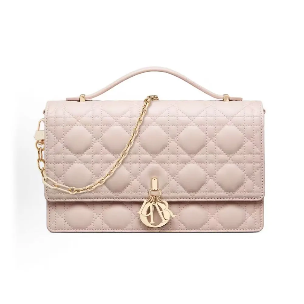 Dior Women My Dior Top Handle Bag Pink Cannage Lambskin