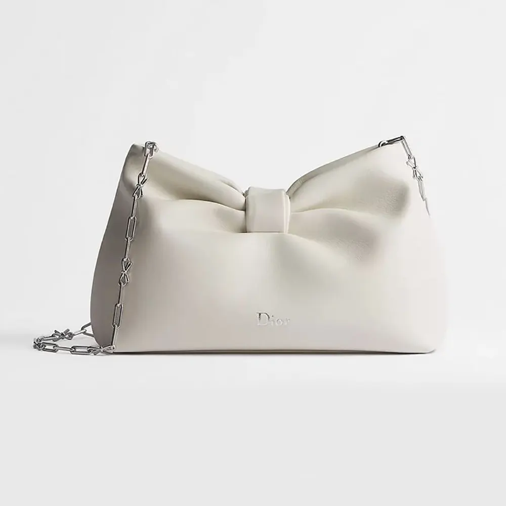 Dior Women Small Dior Bow Bag Latte Lambskin M0715PUQO