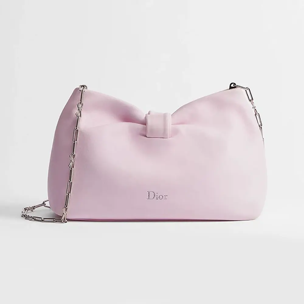 Dior Women Small Dior Bow Bag Rose Songe lambskin M0715PUQO