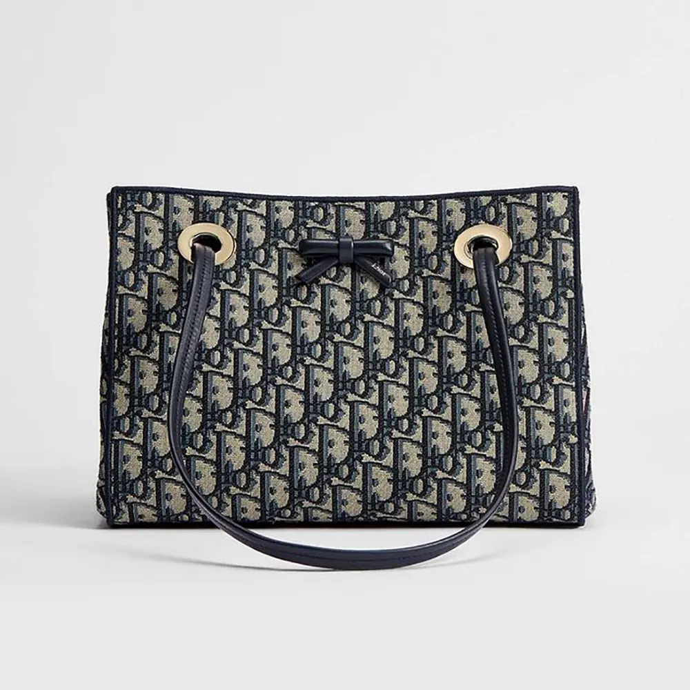 Dior Women Small Shopping Bag Blue Dior Oblique Jacquard M1410OTZQ