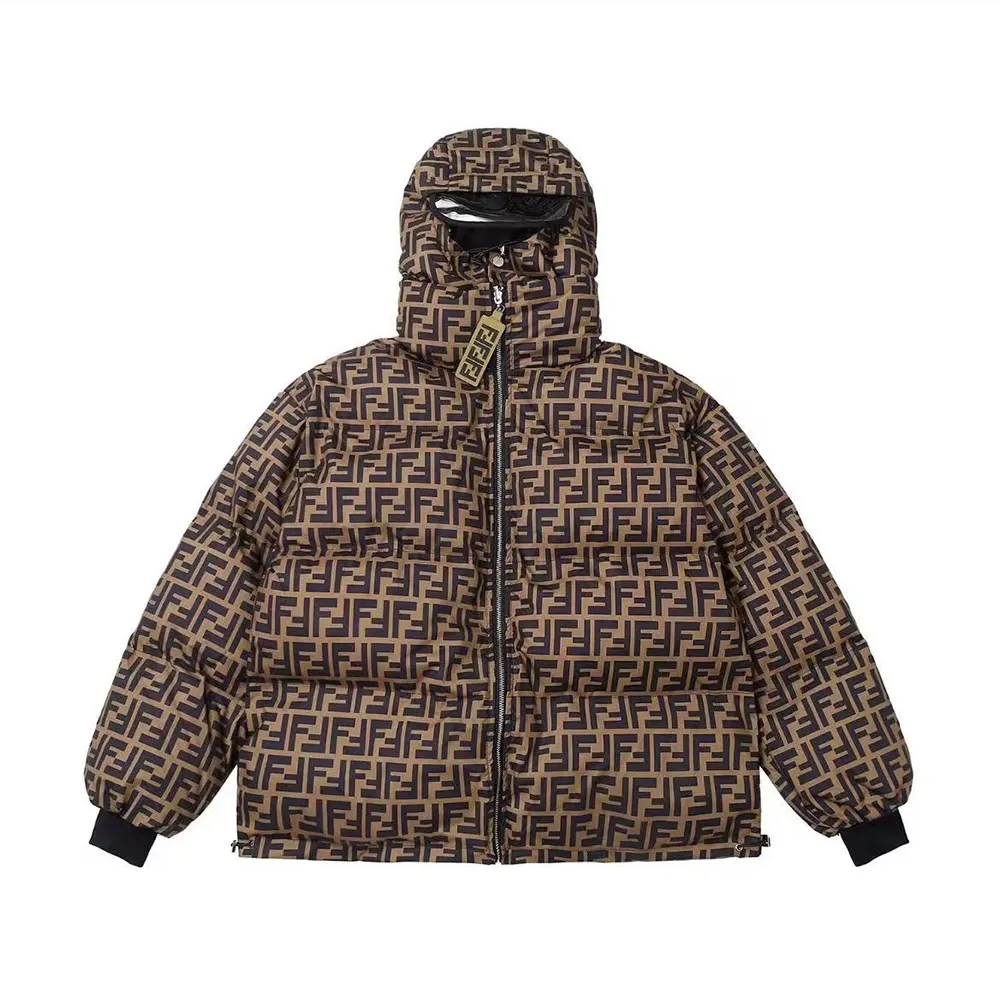 Fendi Women Down Jacket Brown FF Nylon Down Jacket