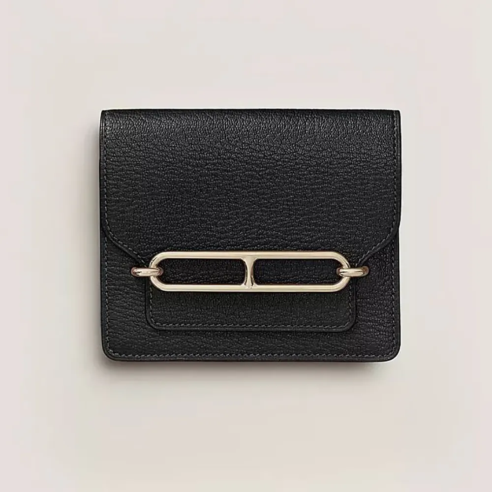 Hermes Women Roulis Slim Wallet-Black H082213CP89