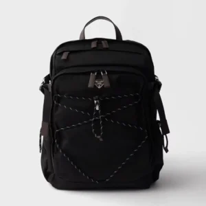 Prada Unisex Speedrock Re-Nylon And Leather Backpack-Black 2VZ122