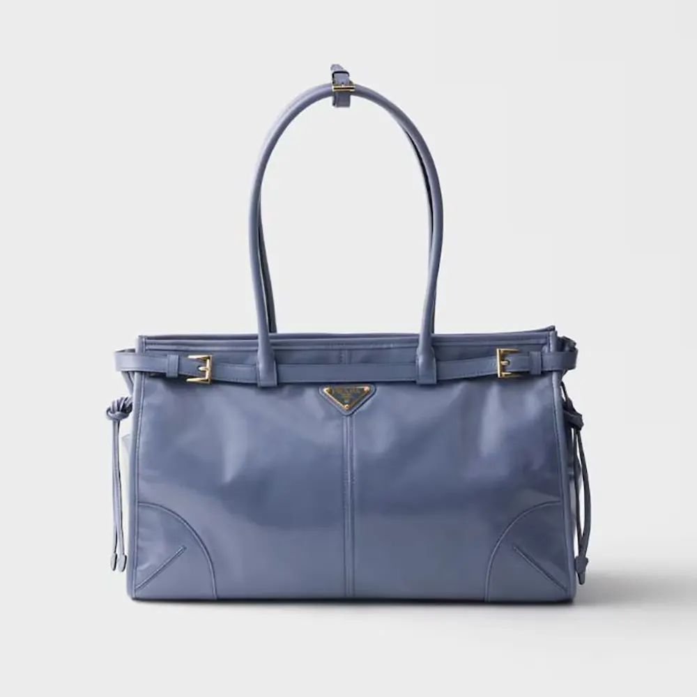 Prada Women Bonnie Large Leather Handbag-Light Blue 1BA433