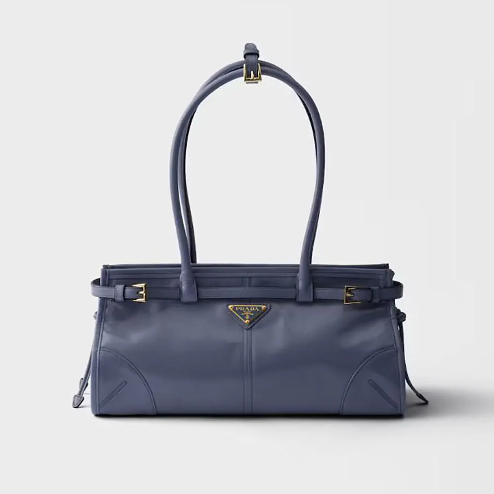 Prada Women Bonnie Medium Leather Handbag-Light Blue 1BA426