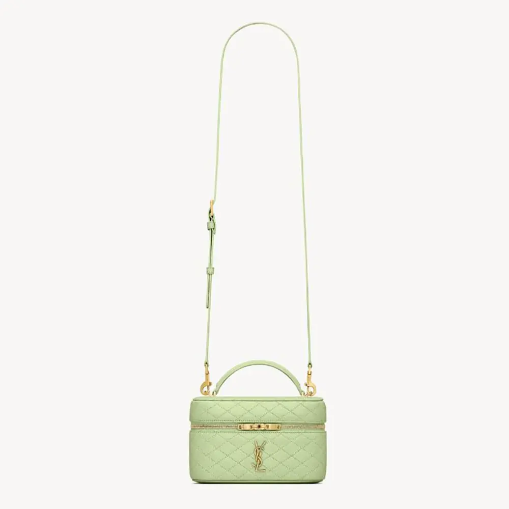 Saint Laurent YSL Women Gaby Vanity Bag In Lambskin-Aqua 7667311E