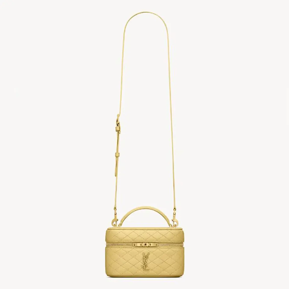 Saint Laurent YSL Women Gaby Vanity Bag In Lambskin-Yellow 7667311E