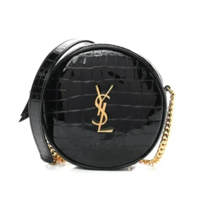 Saint Laurent YSL Women Vinyle Round Camera Bag in Black