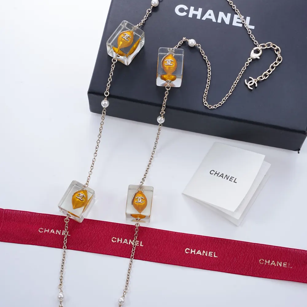 Chanel Women Long Necklace Metal Resin & Glass Pearls-ABH001B23039