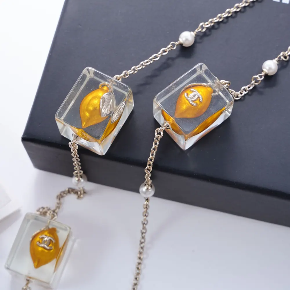 Chanel Women Long Necklace Metal Resin & Glass Pearls-ABH001B23039