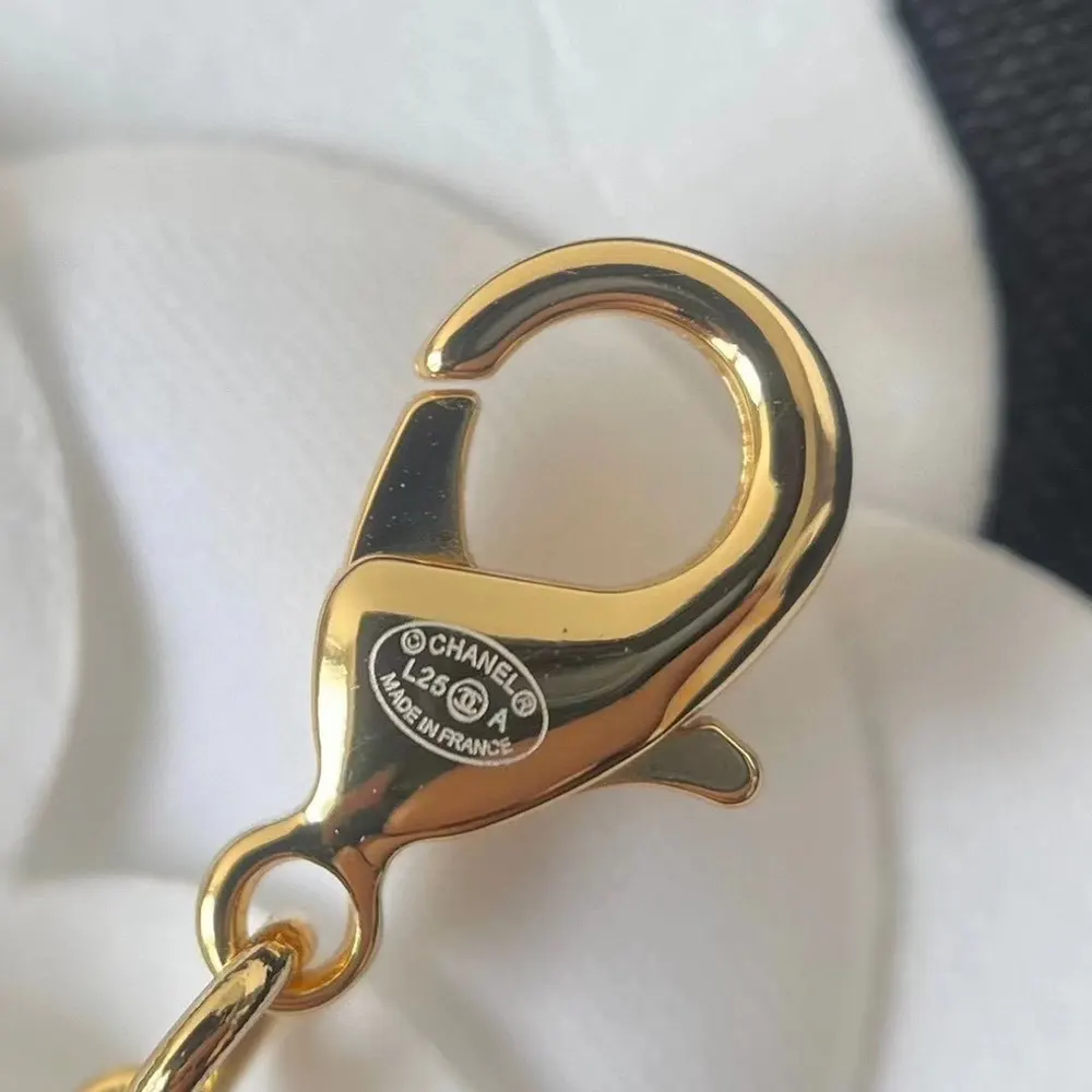 Chanel Women Metal Glass Pearls & Strass Gold Pearly White & Crystal ABH257