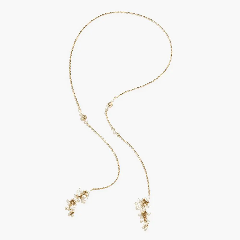 Chanel Women Necklace Metal & Glass Pearls Gold & Pearly White ABH292