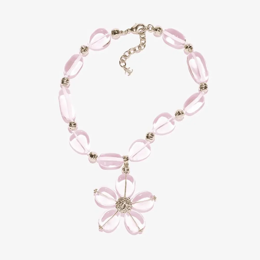 Chanel Women Necklace Metal Resin & Glass Gold & Pink ABG771