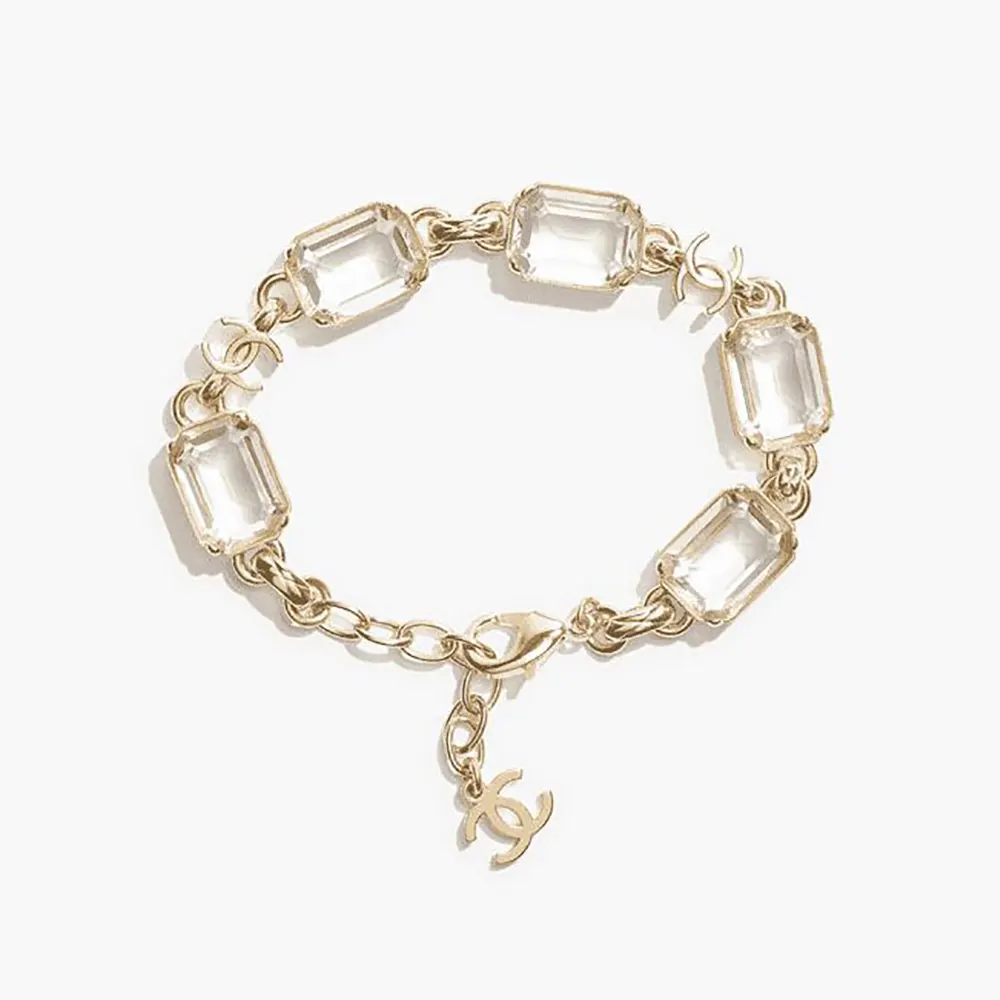 Chanel Women Necklace Metal & Strass Golden & Crystal ABH252