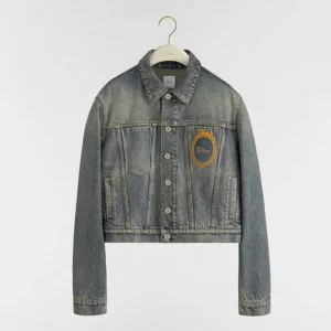 Dior Women Médaillon Cropped Jacket Blue Stonewashed Cotton Denim