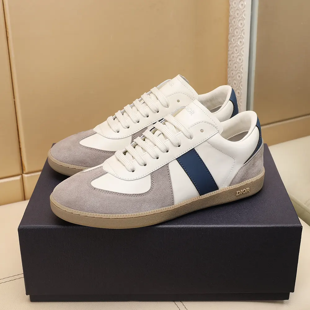 Dior Unisex B01 Matchpoint Sneaker Blue and White Smooth Calfskin with Gray Suede