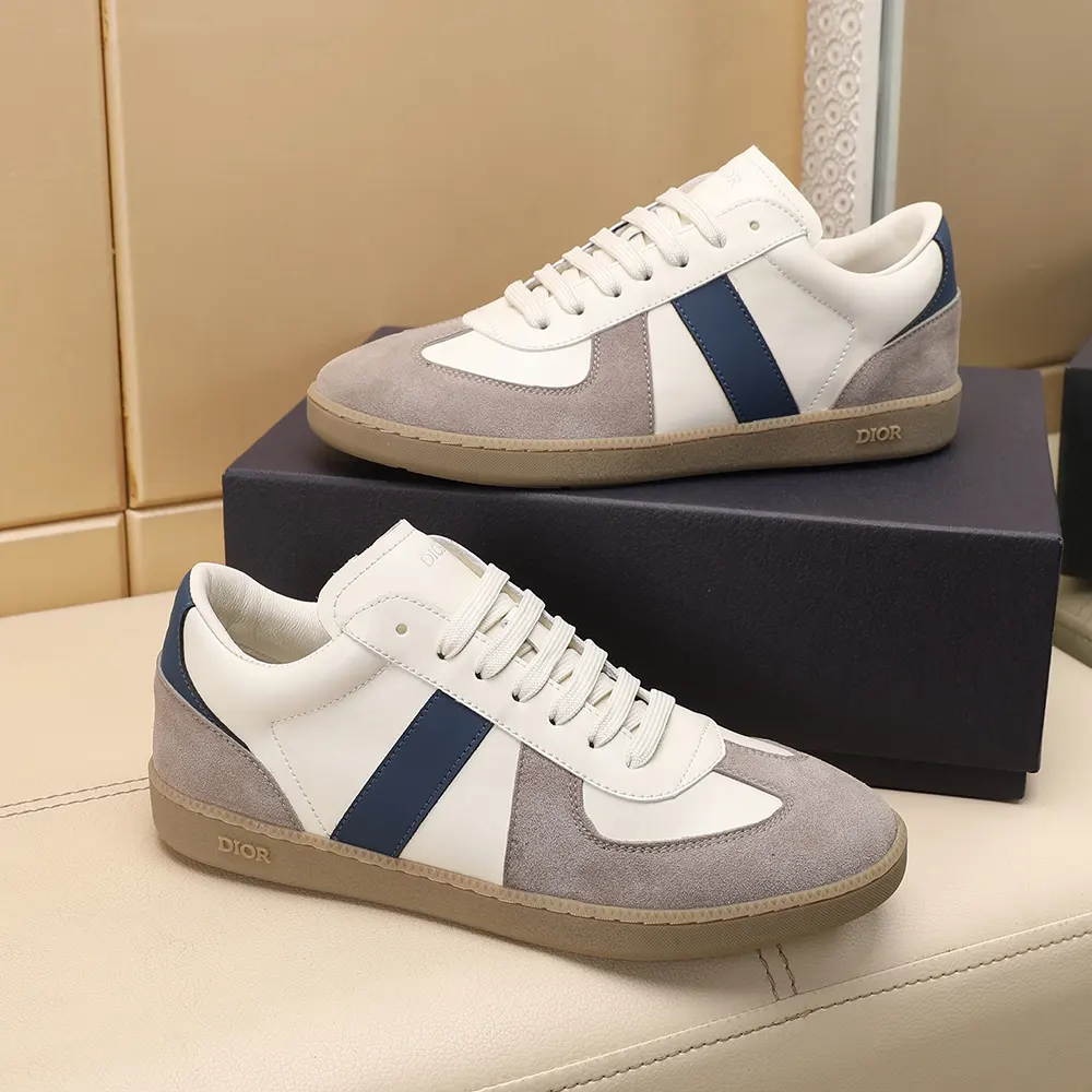 Dior Unisex B01 Matchpoint Sneaker Blue and White Smooth Calfskin with Gray Suede