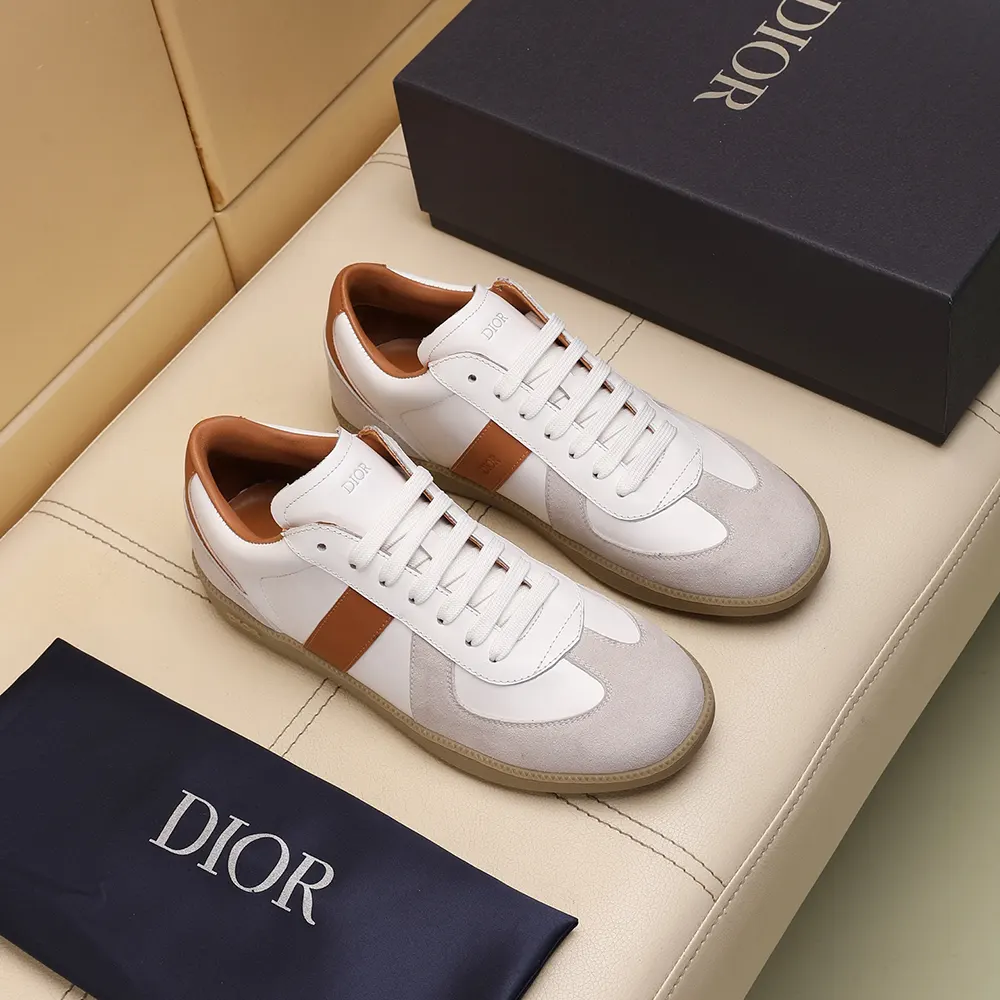 Dior Unisex B01 Matchpoint Sneaker Cognac and White Smooth Calfskin with White Suede