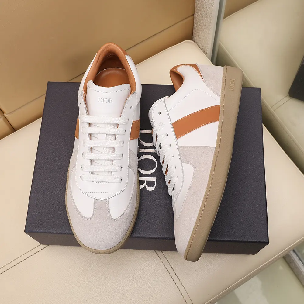 Dior Unisex B01 Matchpoint Sneaker Cognac and White Smooth Calfskin with White Suede