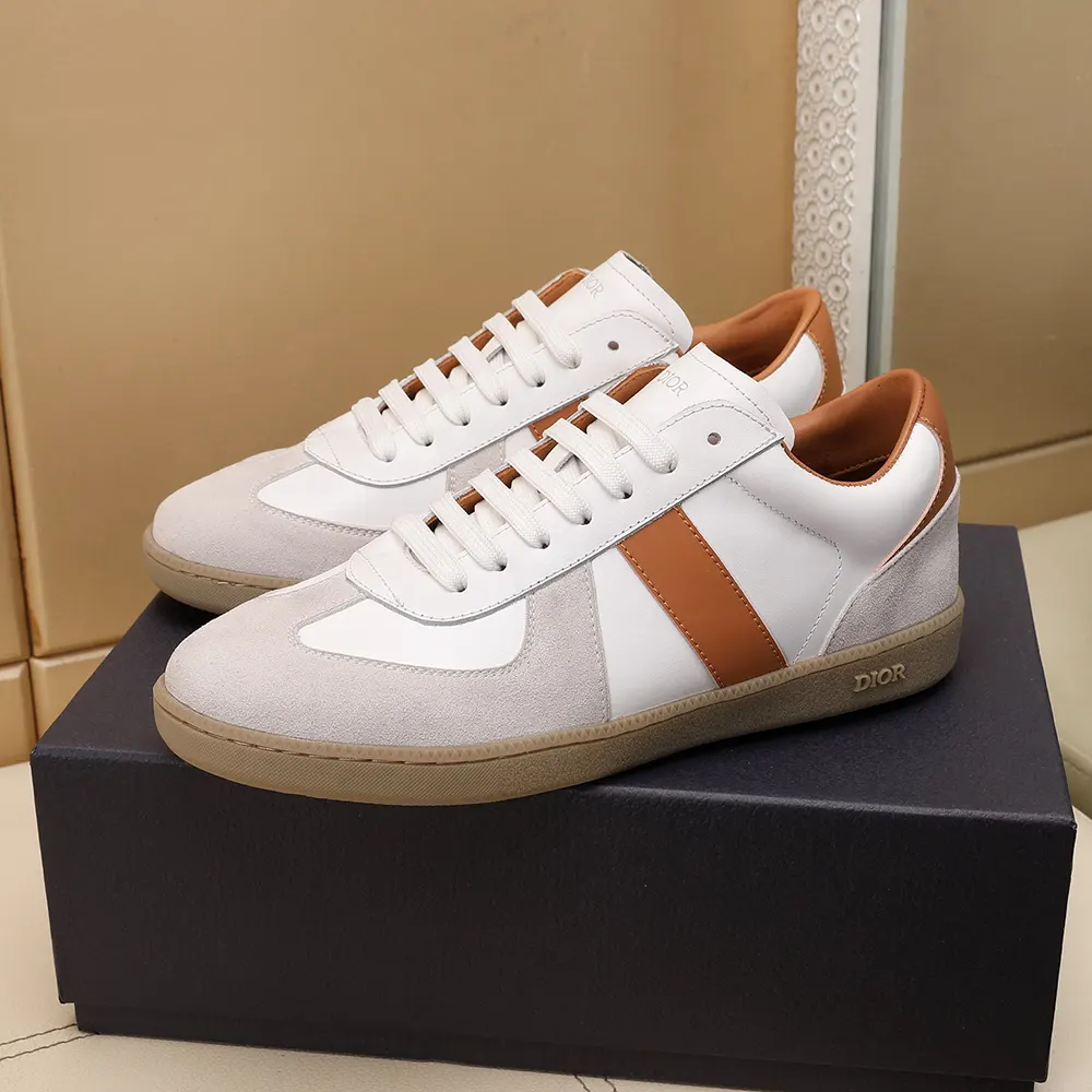 Dior Unisex B01 Matchpoint Sneaker Cognac and White Smooth Calfskin with White Suede