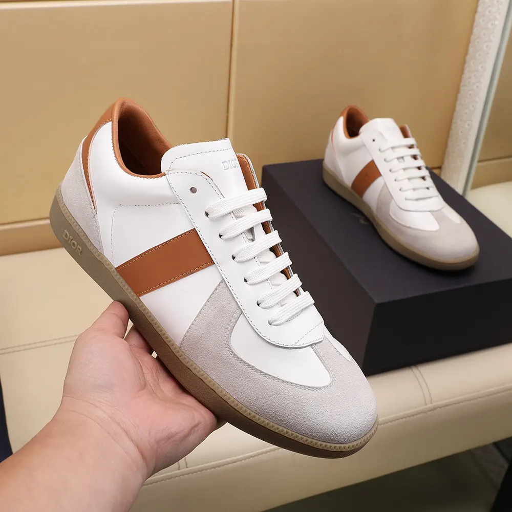 Dior Unisex B01 Matchpoint Sneaker Cognac and White Smooth Calfskin with White Suede