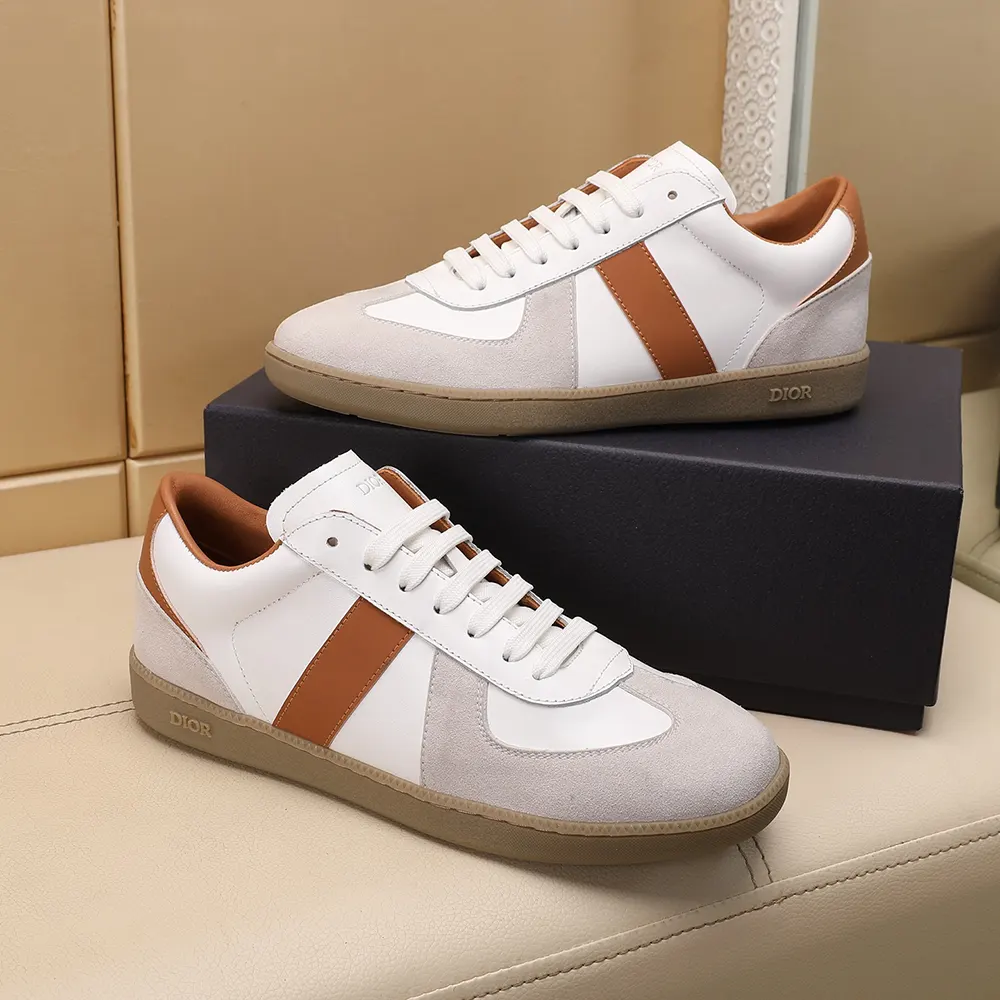 Dior Unisex B01 Matchpoint Sneaker Cognac and White Smooth Calfskin with White Suede