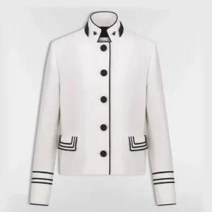 Dior Women Cropped Jacket Ecru Wool and Mohair 611V79A1030