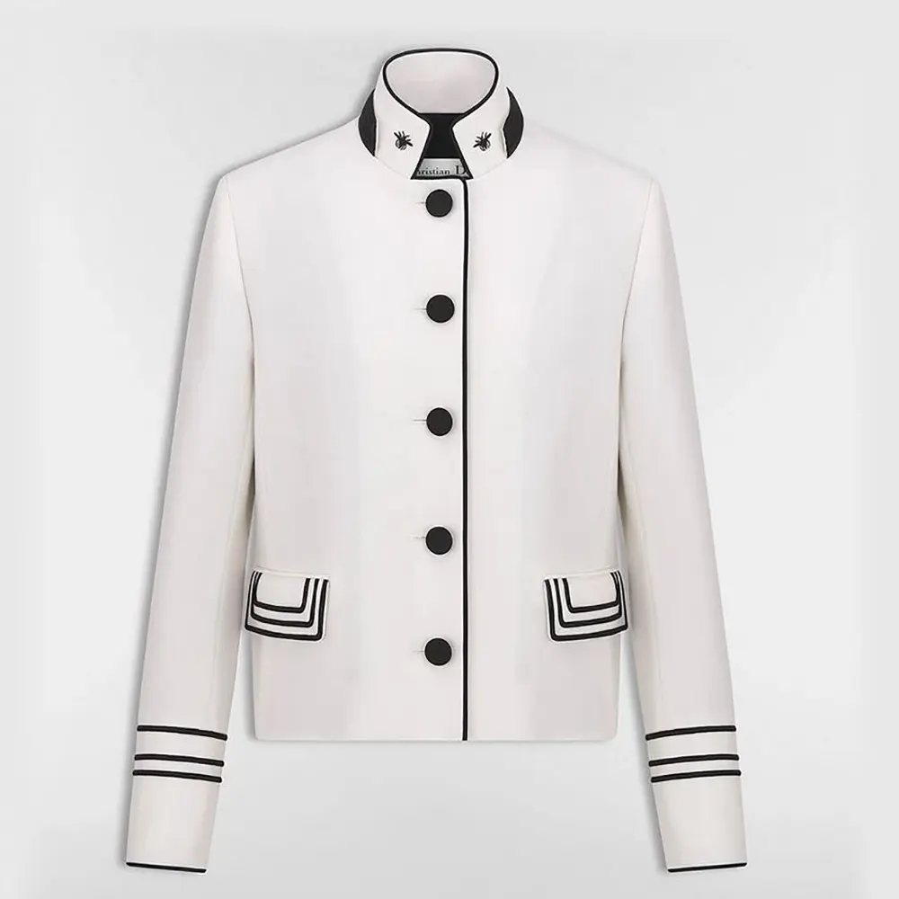 Dior Women Cropped Jacket Ecru Wool and Mohair 611V79A1030