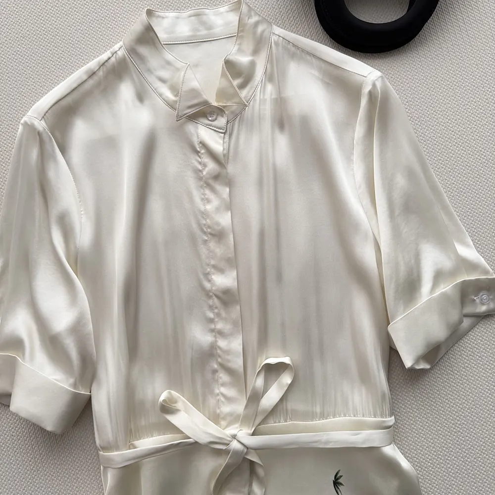 Dior Women Mid-Length Flared Shirtdress White Cotton Poplin with Yellow and Green Dior Buttercup Motif