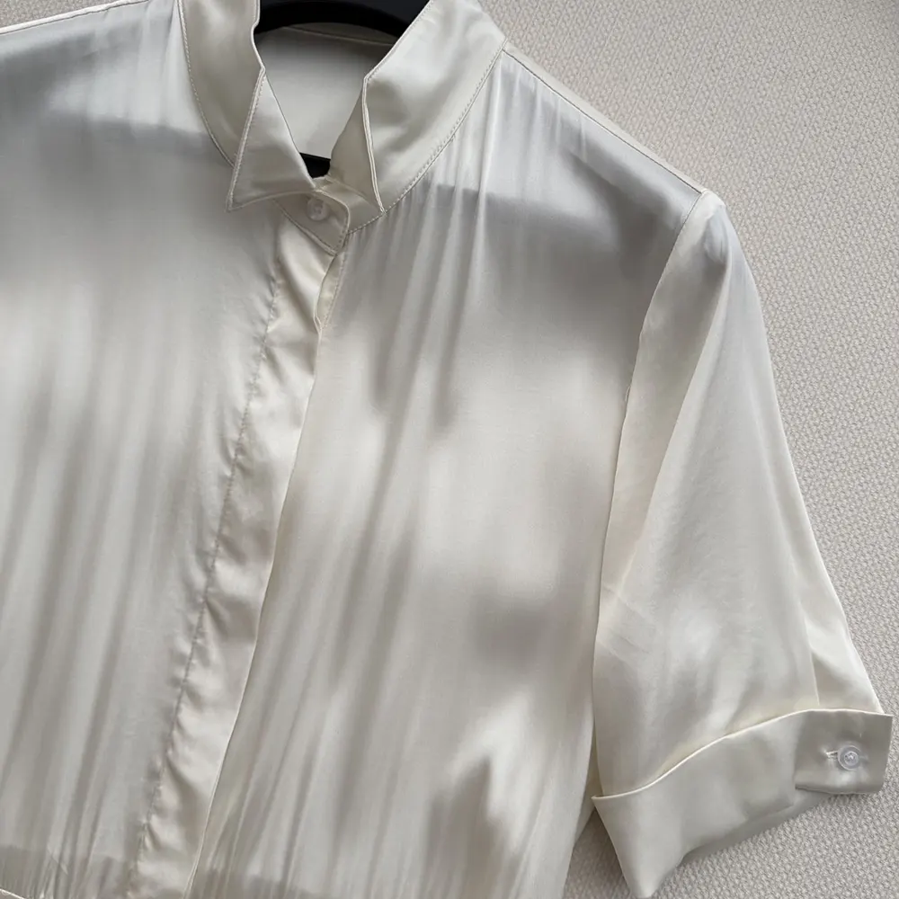 Dior Women Mid-Length Flared Shirtdress White Cotton Poplin with Yellow and Green Dior Buttercup Motif