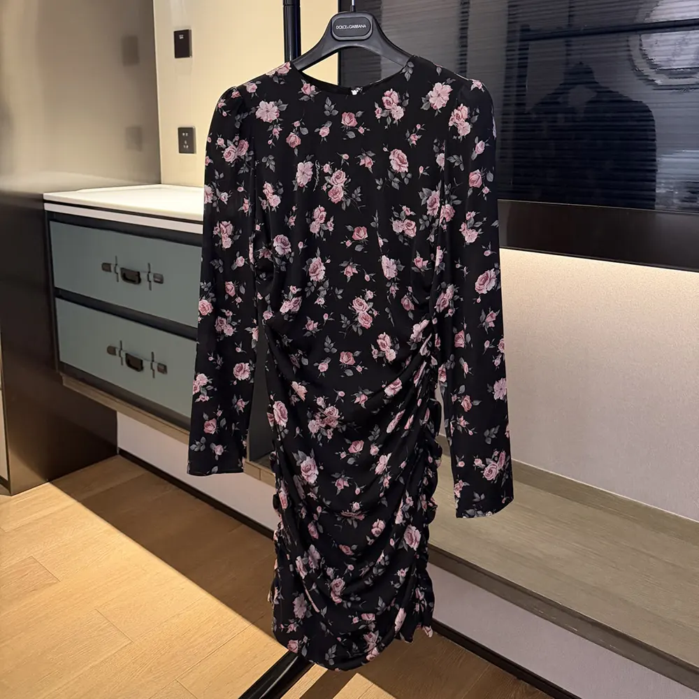 Dolce Gabbana D&G Women Vintage Rose-Print Draped Dress