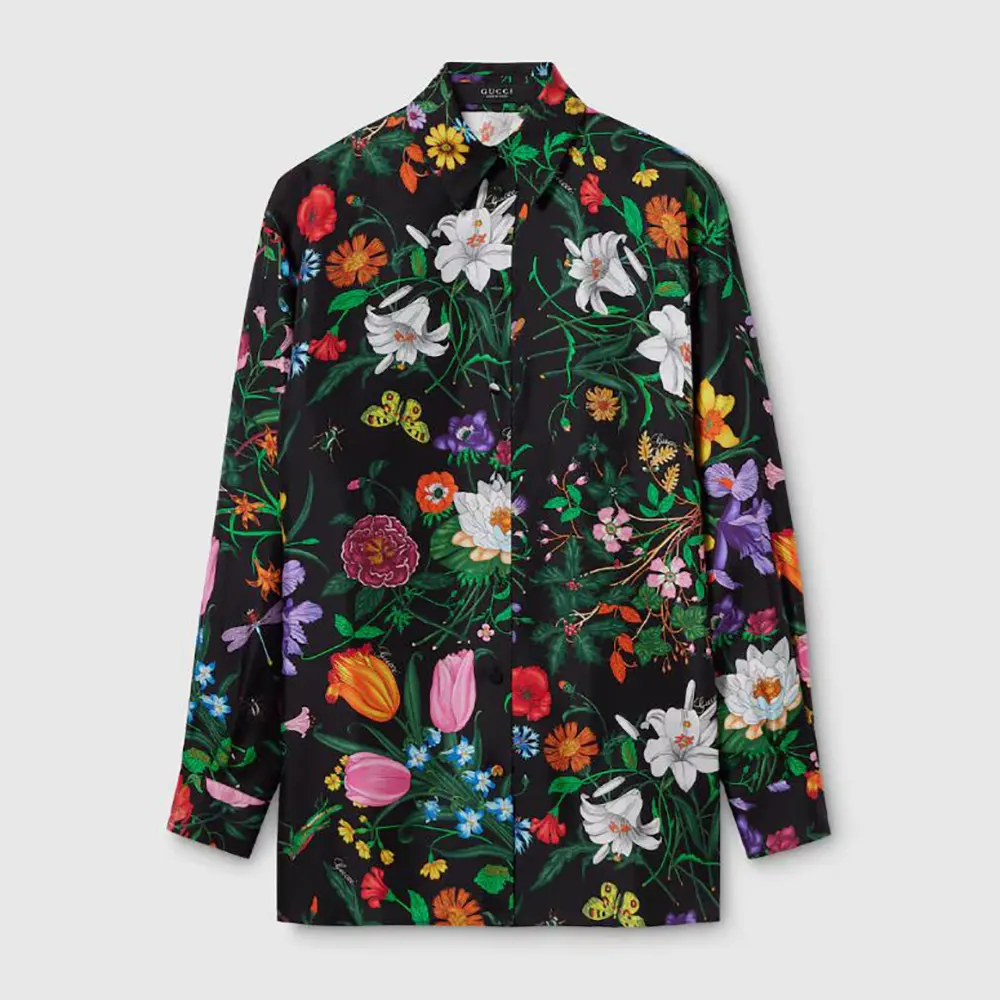 Gucci Women Printed Silk Twill Shirt 864570ZAUU8