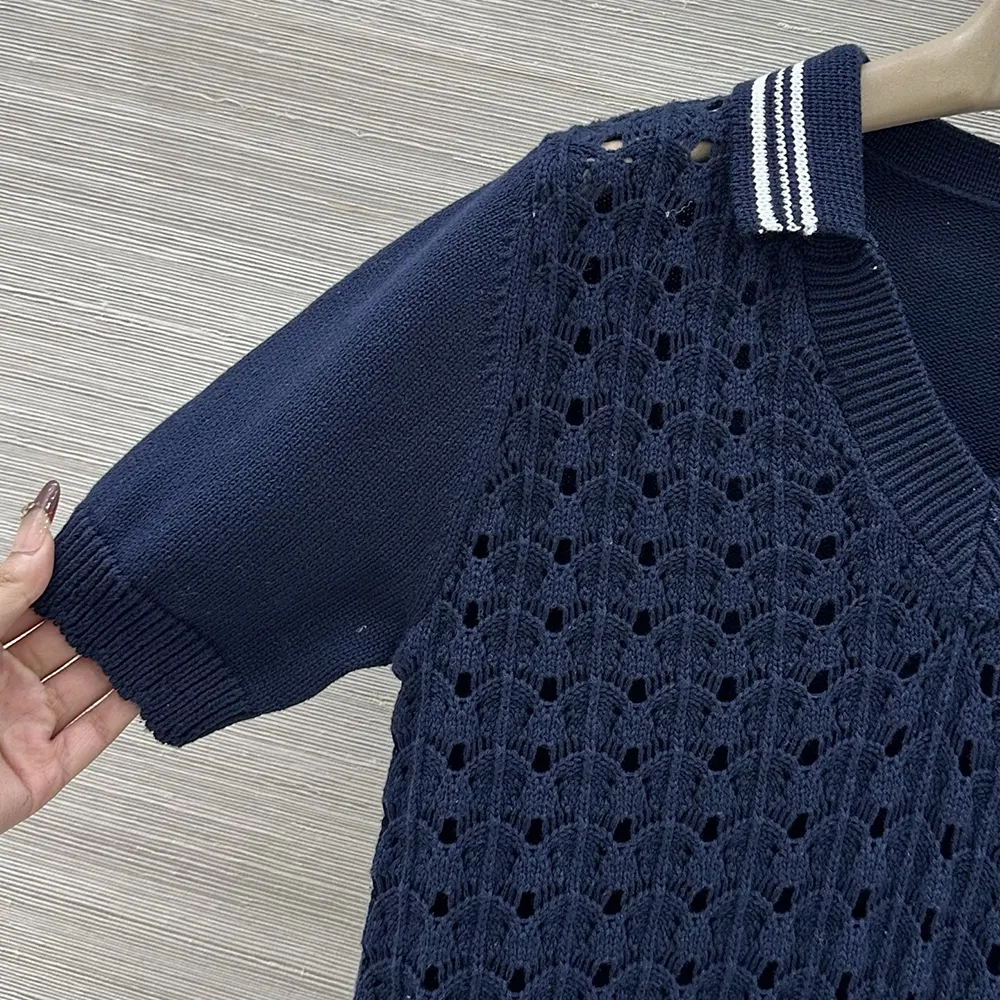 Miu Miu Women Cotton Polo Shirt-Navy MML03L1847F0008