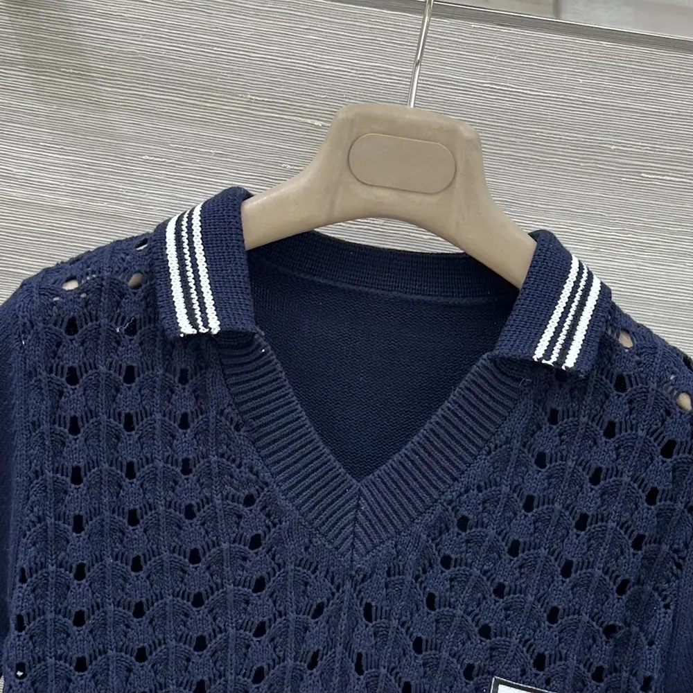 Miu Miu Women Cotton Polo Shirt-Navy MML03L1847F0008