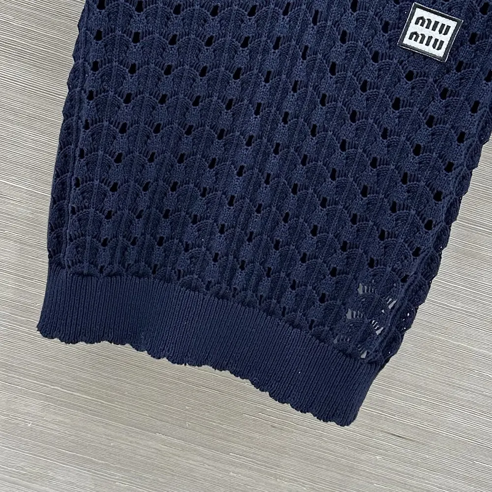 Miu Miu Women Cotton Polo Shirt-Navy MML03L1847F0008