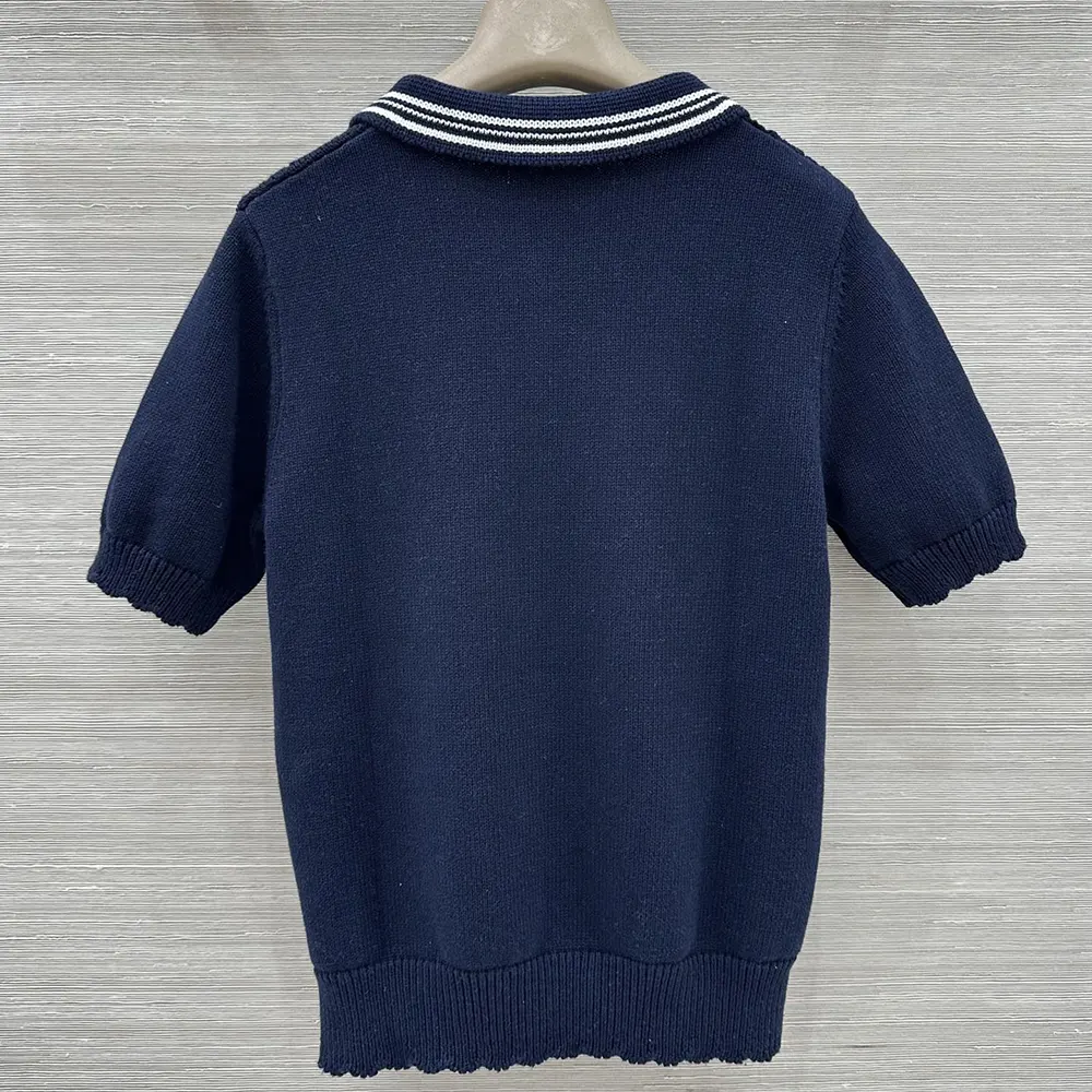 Miu Miu Women Cotton Polo Shirt-Navy MML03L1847F0008