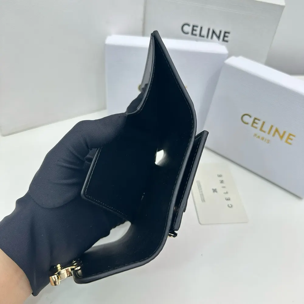 Celine Women Compact Wallet with Coin Triomphe in Shiny Calfskin 10I653DPV