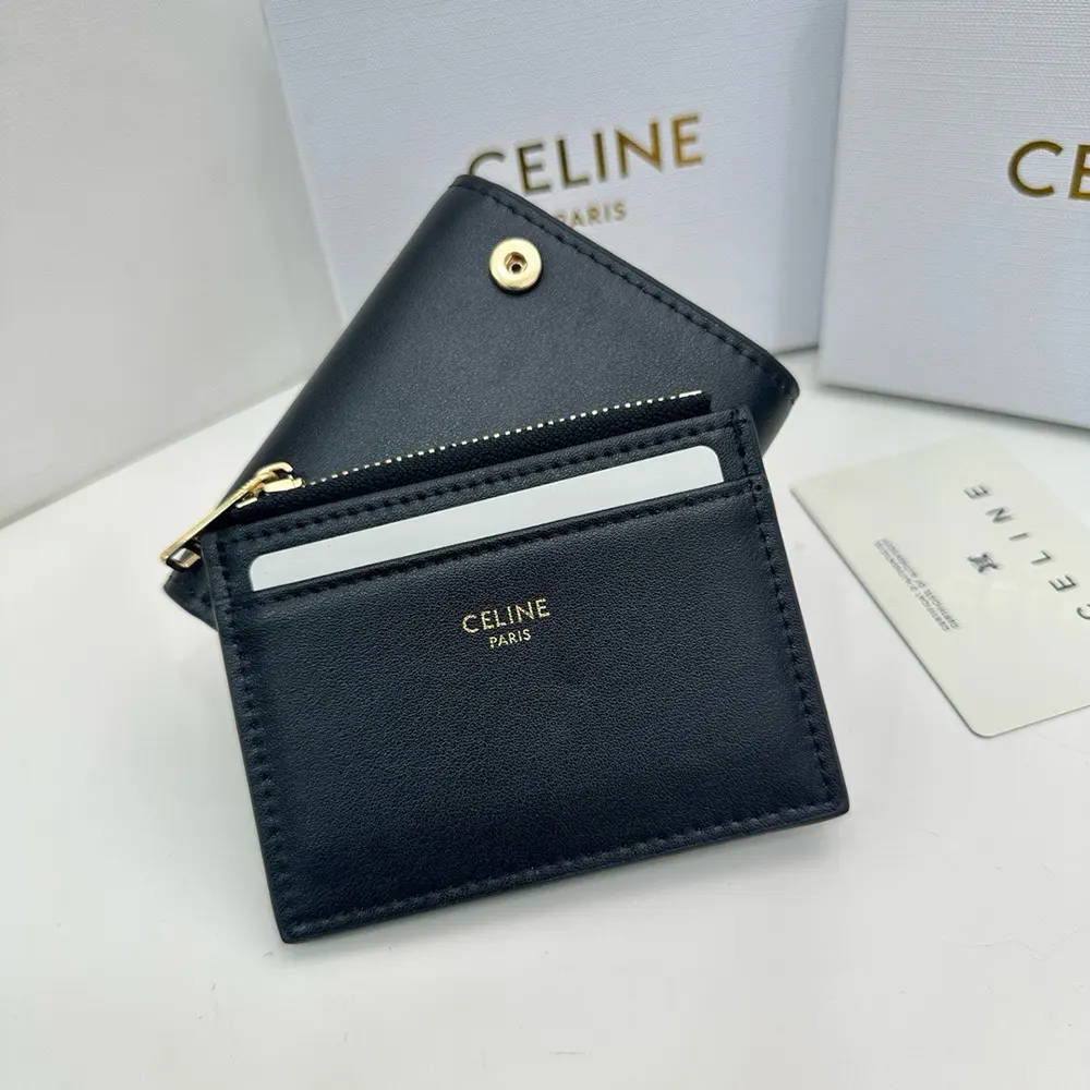 Celine Women Compact Wallet with Coin Triomphe in Shiny Calfskin 10I653DPV