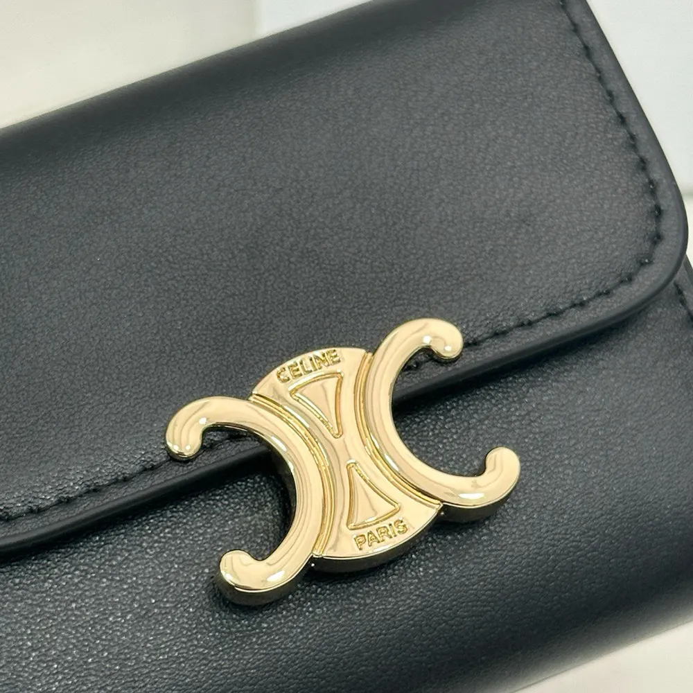 Celine Women Compact Wallet with Coin Triomphe in Shiny Calfskin 10I653DPV