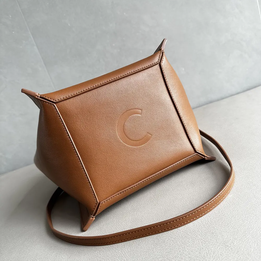 Celine Women Medium Cube Bag In Supple Calfskin-Brown