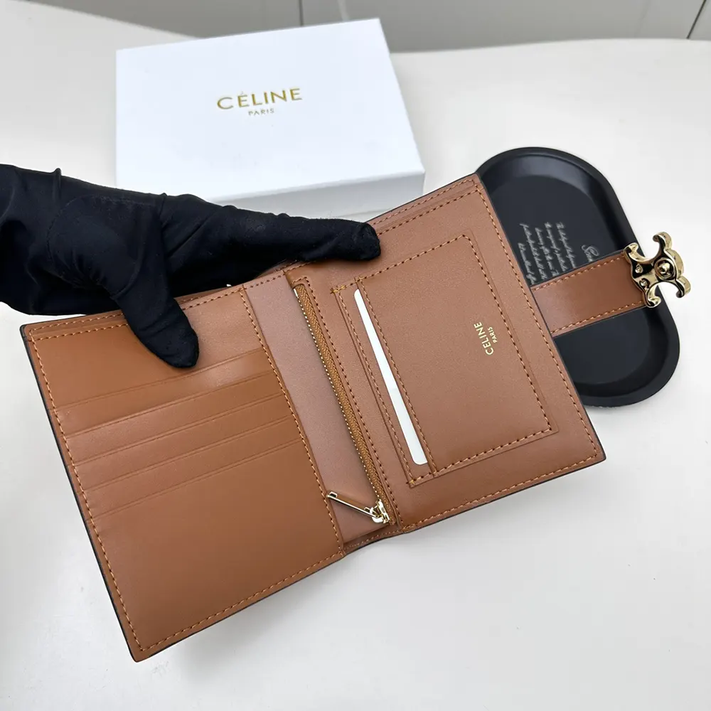 Celine Women Medium Strap Wallet Nino in Supple Grained Calfskin