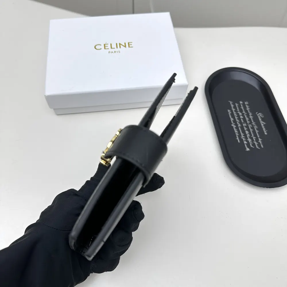 Celine Women Medium Strap Wallet Nino in Supple Grained Calfskin-Black