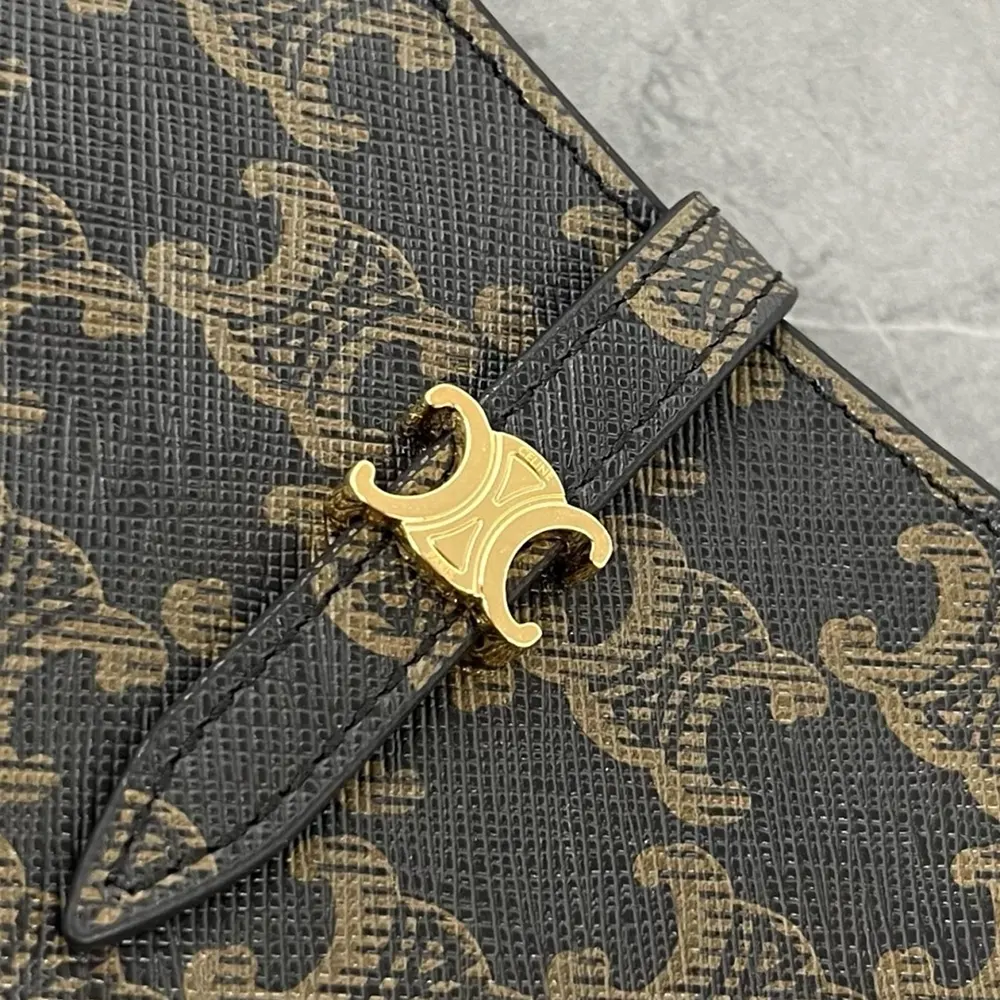 Celine Women Tina Shoulder Bag In Triomphe Canvas-Black 123052DQW