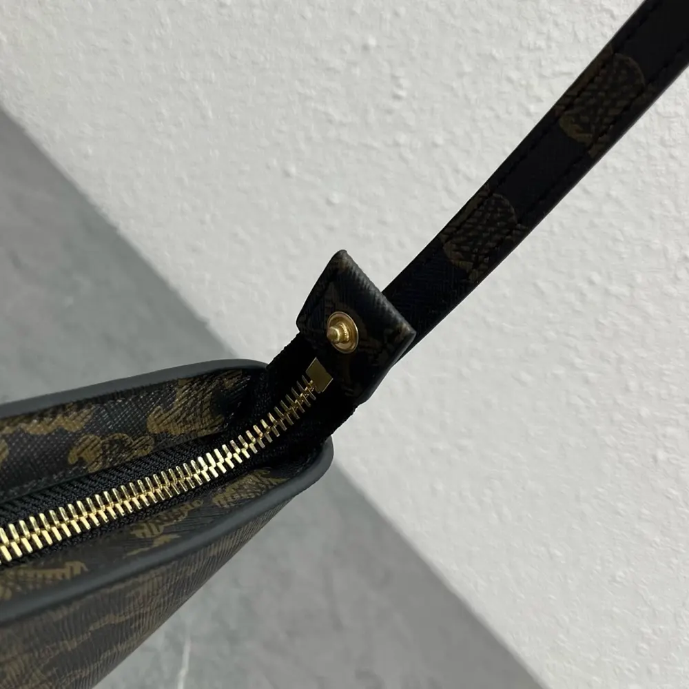 Celine Women Tina Shoulder Bag In Triomphe Canvas-Black 123052DQW