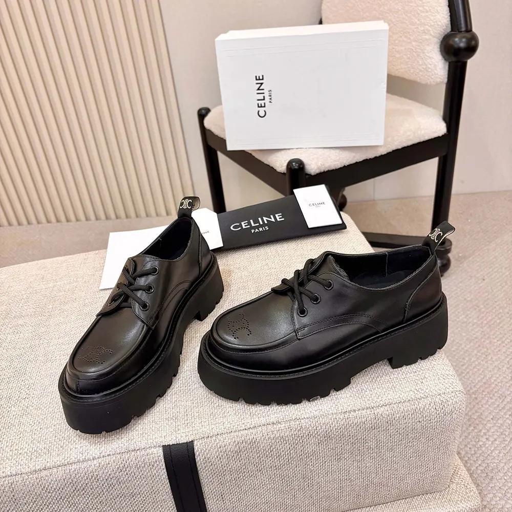 Celine Women Triomphe Derbies in Shiny Bull-Black 364043579C