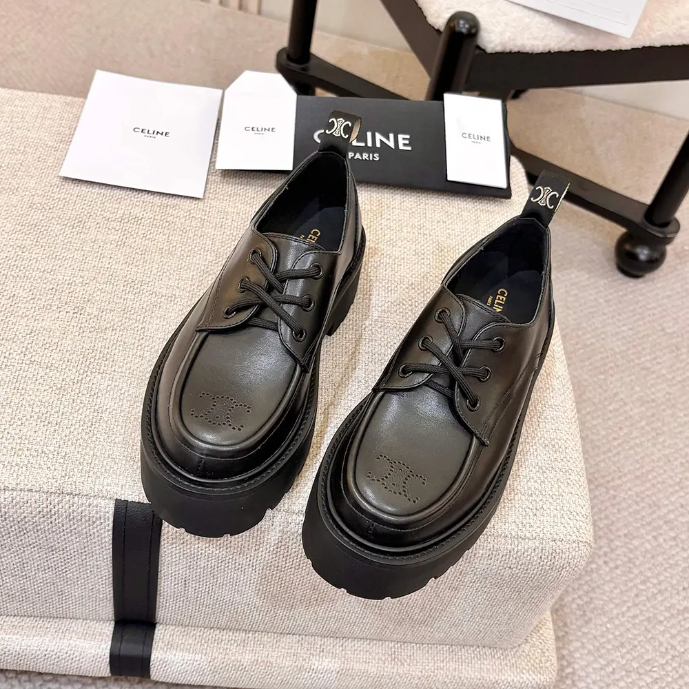 Celine Women Triomphe Derbies in Shiny Bull-Black 364043579C