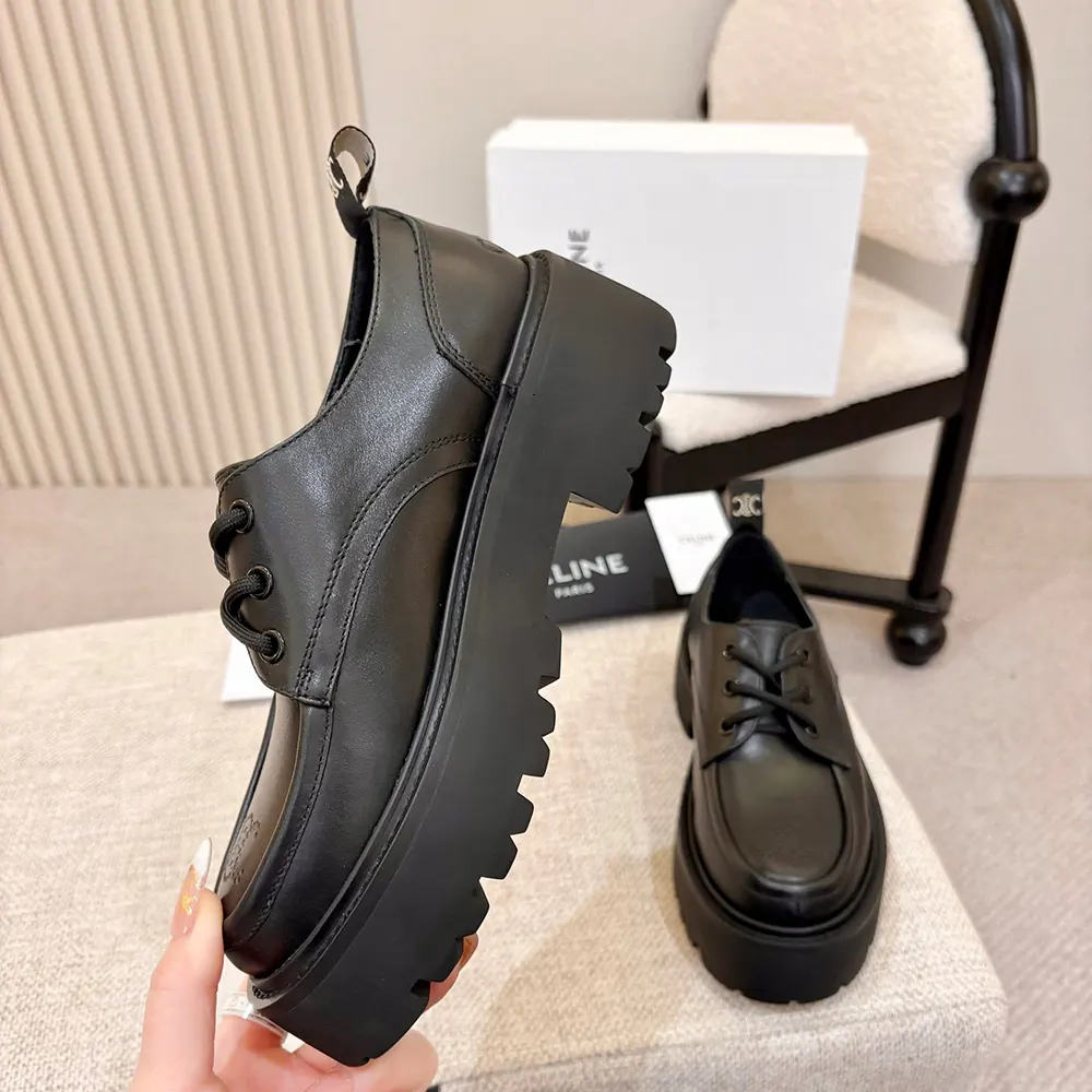 Celine Women Triomphe Derbies in Shiny Bull-Black 364043579C