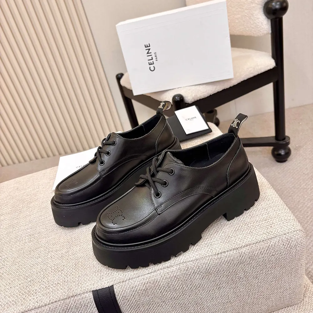 Celine Women Triomphe Derbies in Shiny Bull-Black 364043579C