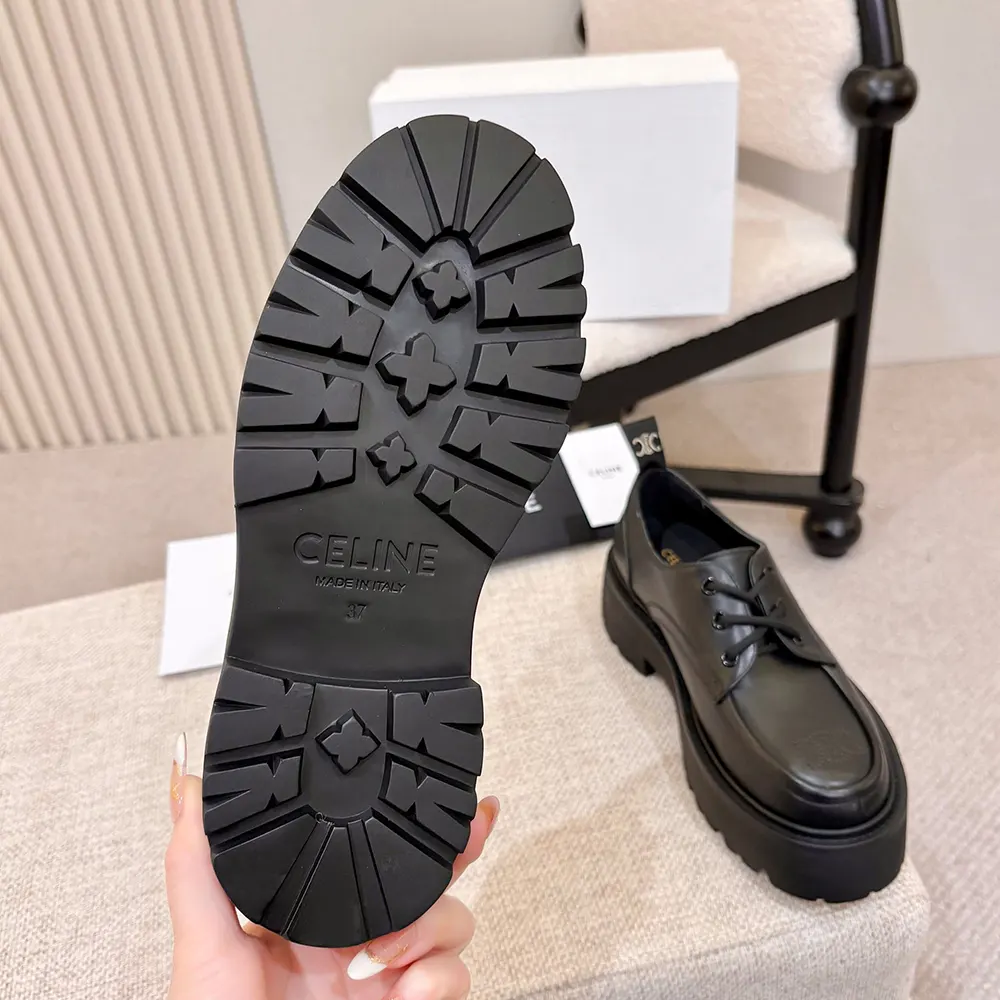 Celine Women Triomphe Derbies in Shiny Bull-Black 364043579C