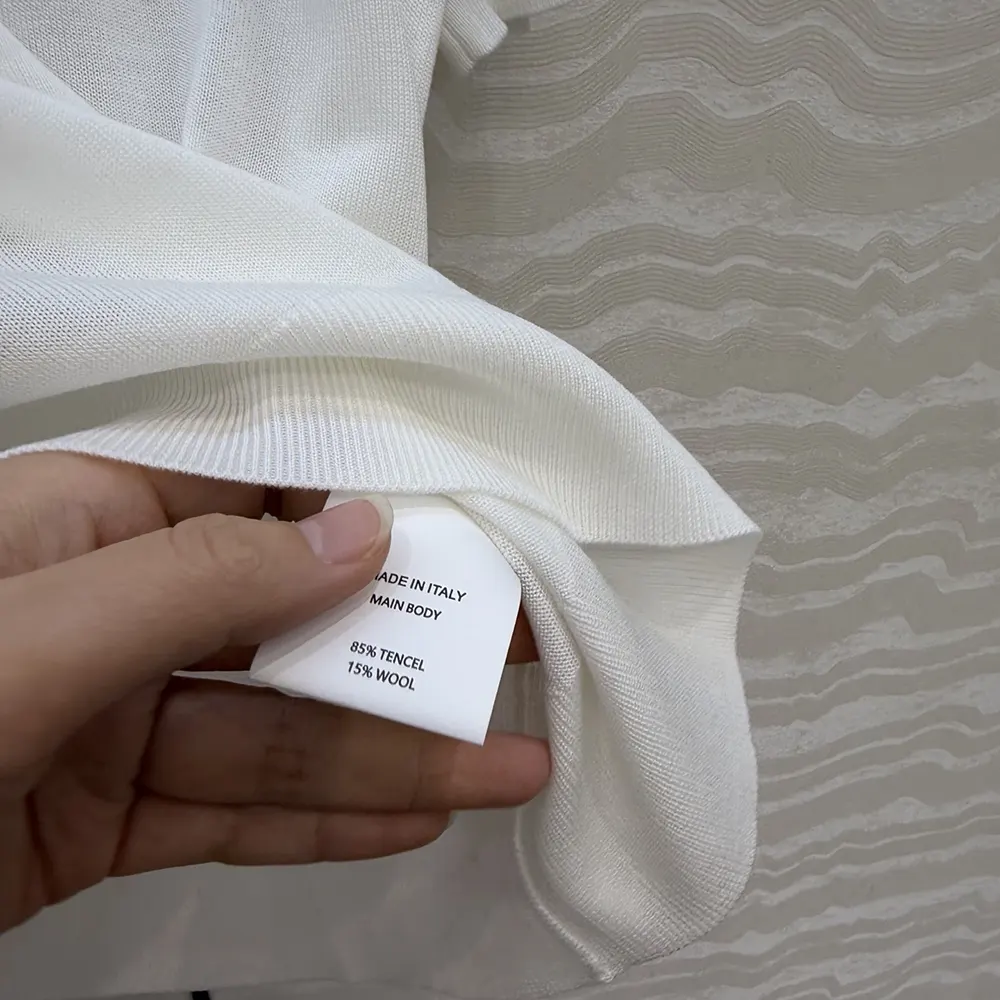 Dior Men Short-Sleeved Fitted Sweater White Wool Knit with Green and Black Dior Clover Signature